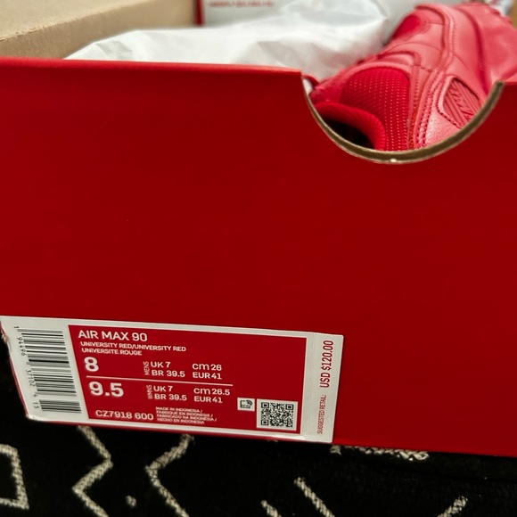 Nike AirMax 90 All Red women’s size 9.5 - Picture 4 of 4